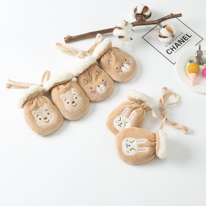 Children's Warm Neck Hanging Finger Protective Glove