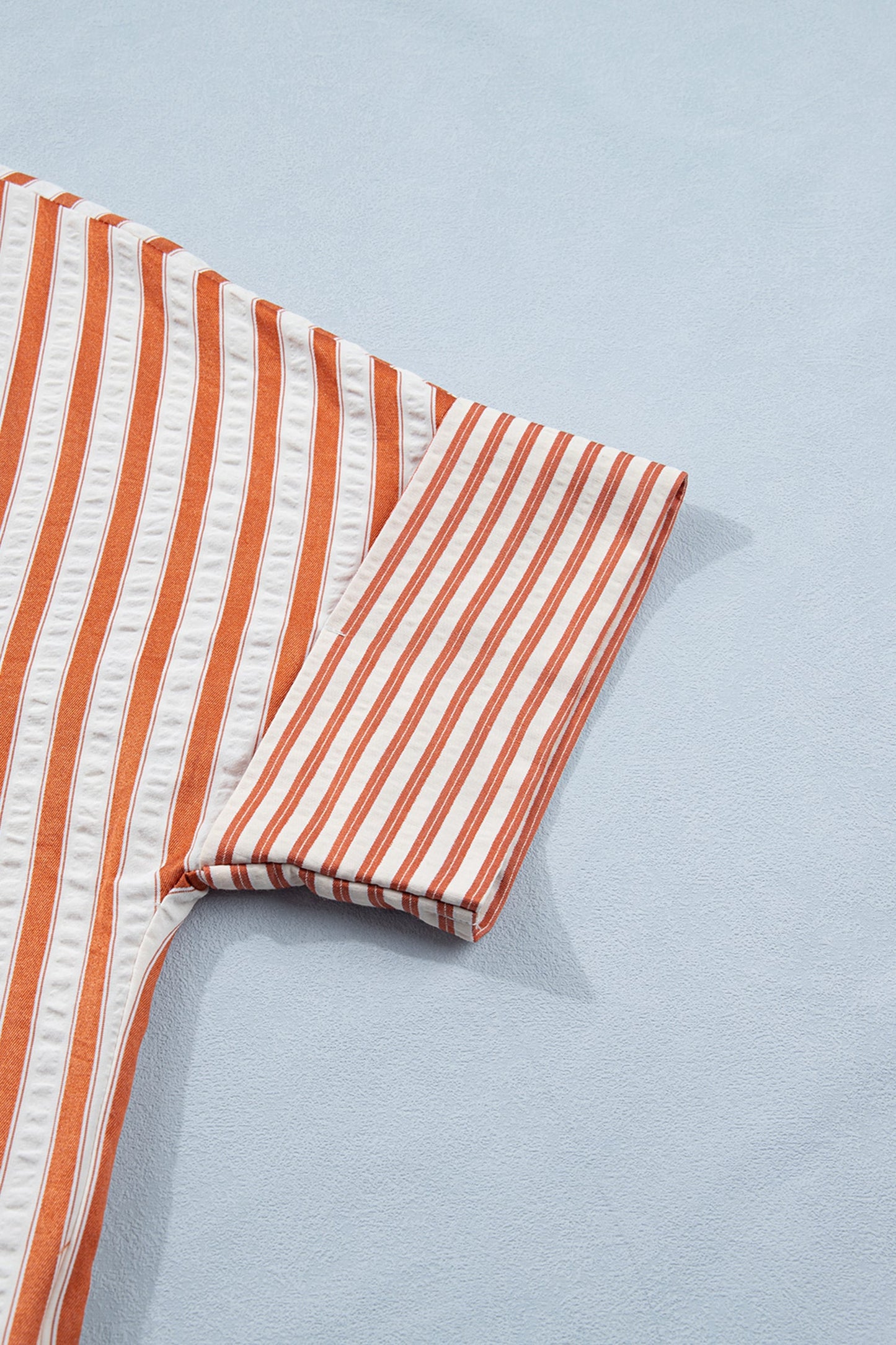 Stripe Pinch V-Neck Turn-Up Mini Dress
