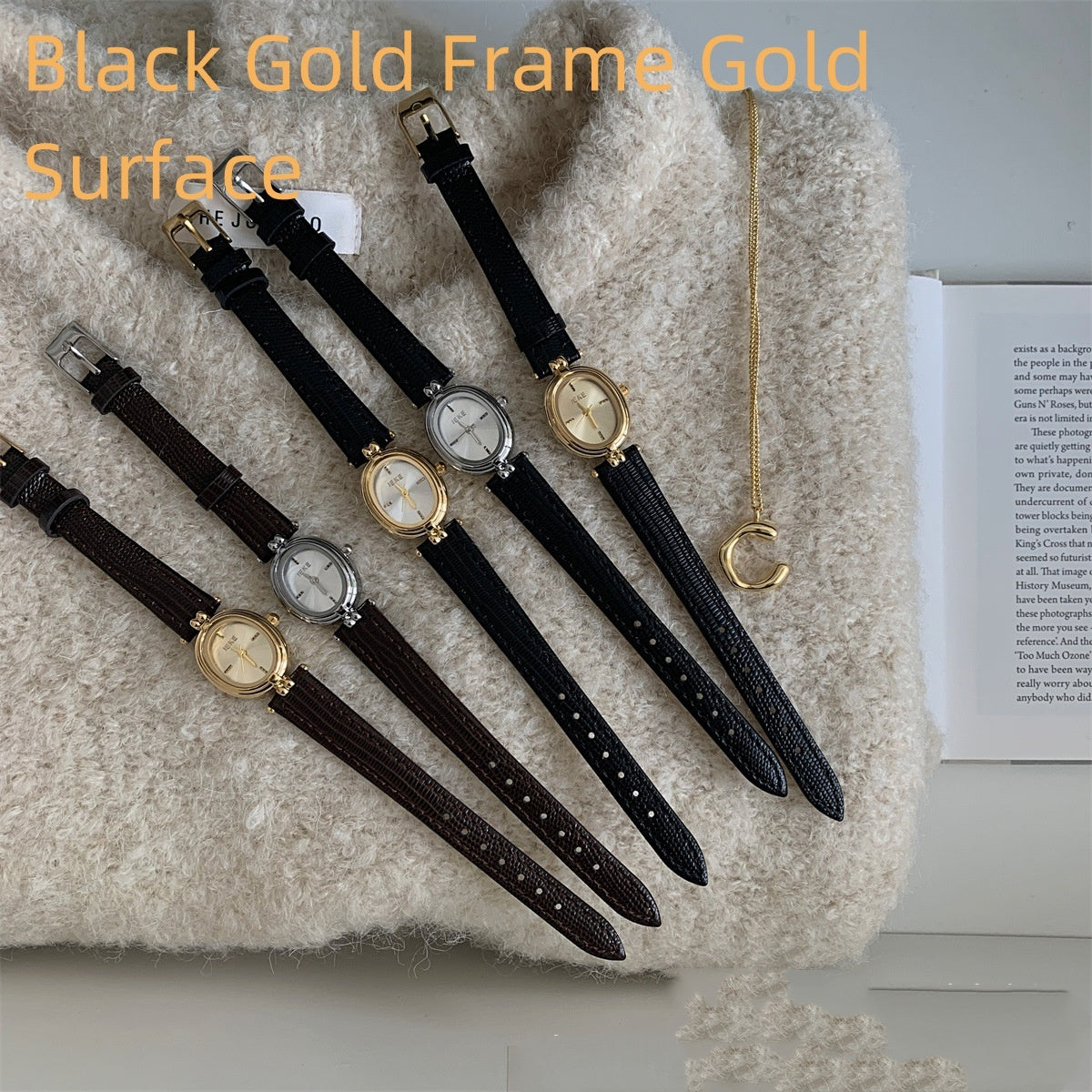 Black Gold Oval Women's Luxury Watch