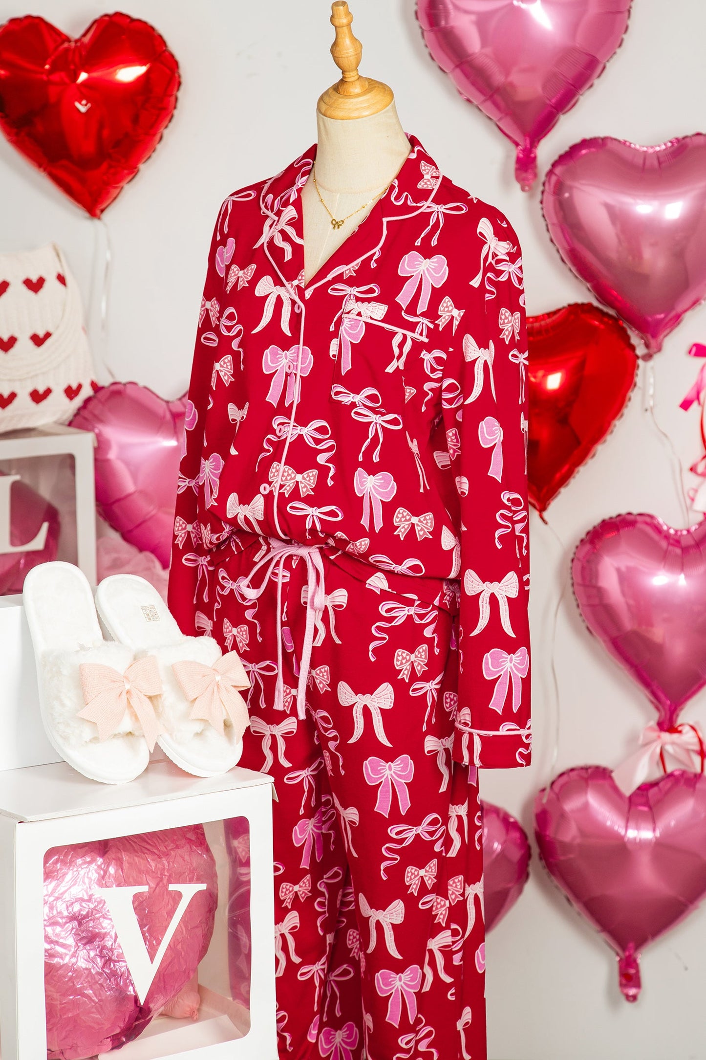Bow Tie Shirt and Pants Pajama Set
