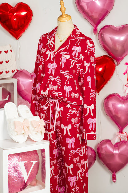 Bow Tie Shirt and Pants Pajama Set