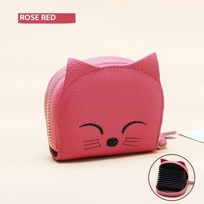 Women's Leather Card Holder with Cartoon Pendant