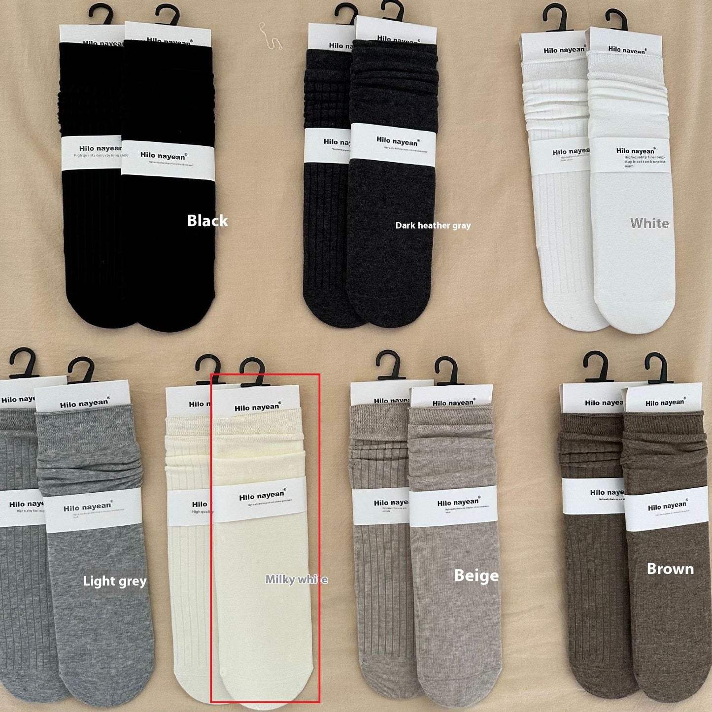Gentle Vertical Stripe Cream Gray Socks