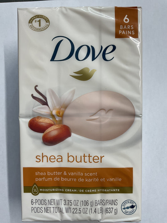 Dove Beauty Bar - Shea Butter - 3.75 Oz - 6 Ct - 1 Pack