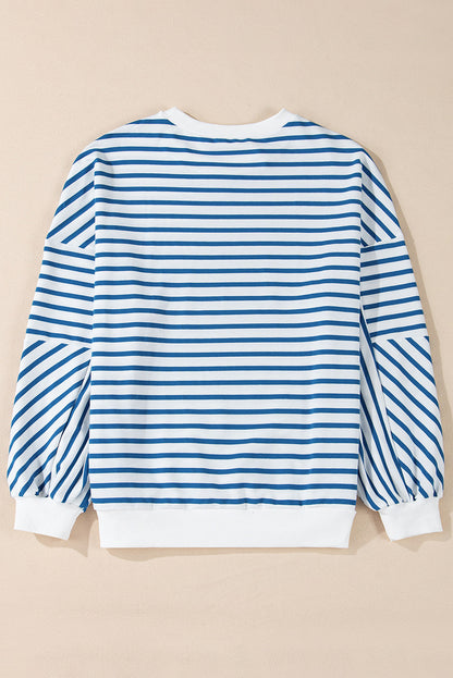 Stripe Drop Shoulder Crewneck Sweatshirt