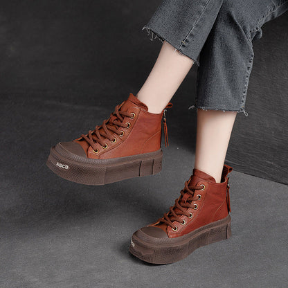 Back Zip Cowhide Ankle Boots