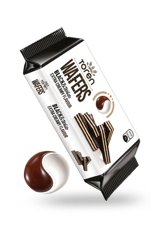 Toren wafers black and white cream cream wafer 55g 24pk