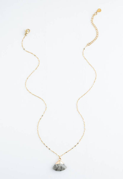 Fan Drop Necklace in Charcoal