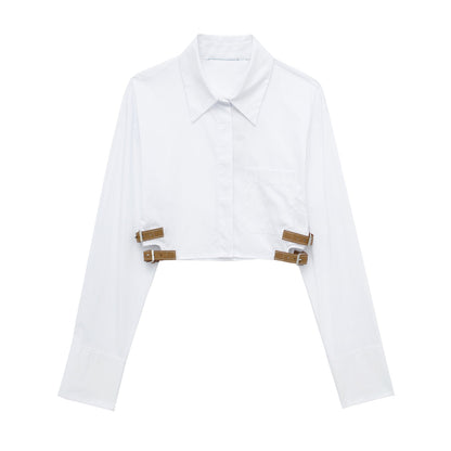 European And American Style Waistband Lapel Windbreaker Fabric Short Shirt