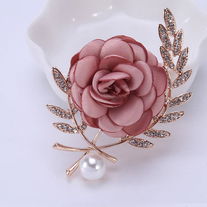 Fabric Flower Corsage Pin