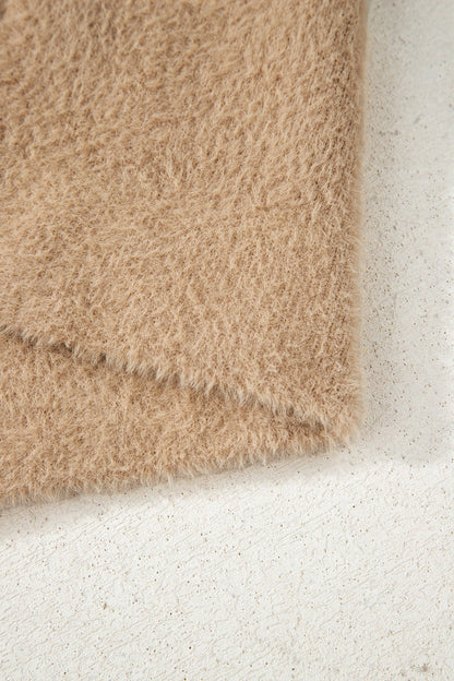 Solid Fuzzy Button-Front Cardigan
