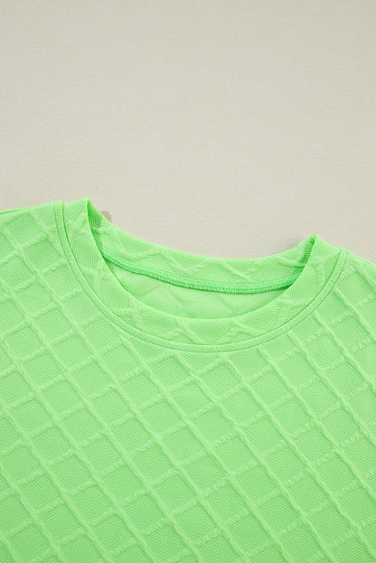 Checkered Textured Tee and Drawstring Shorts
