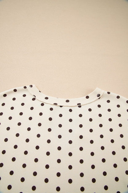 Polka Dot Waffle Knit Top and Pants Lounge Set