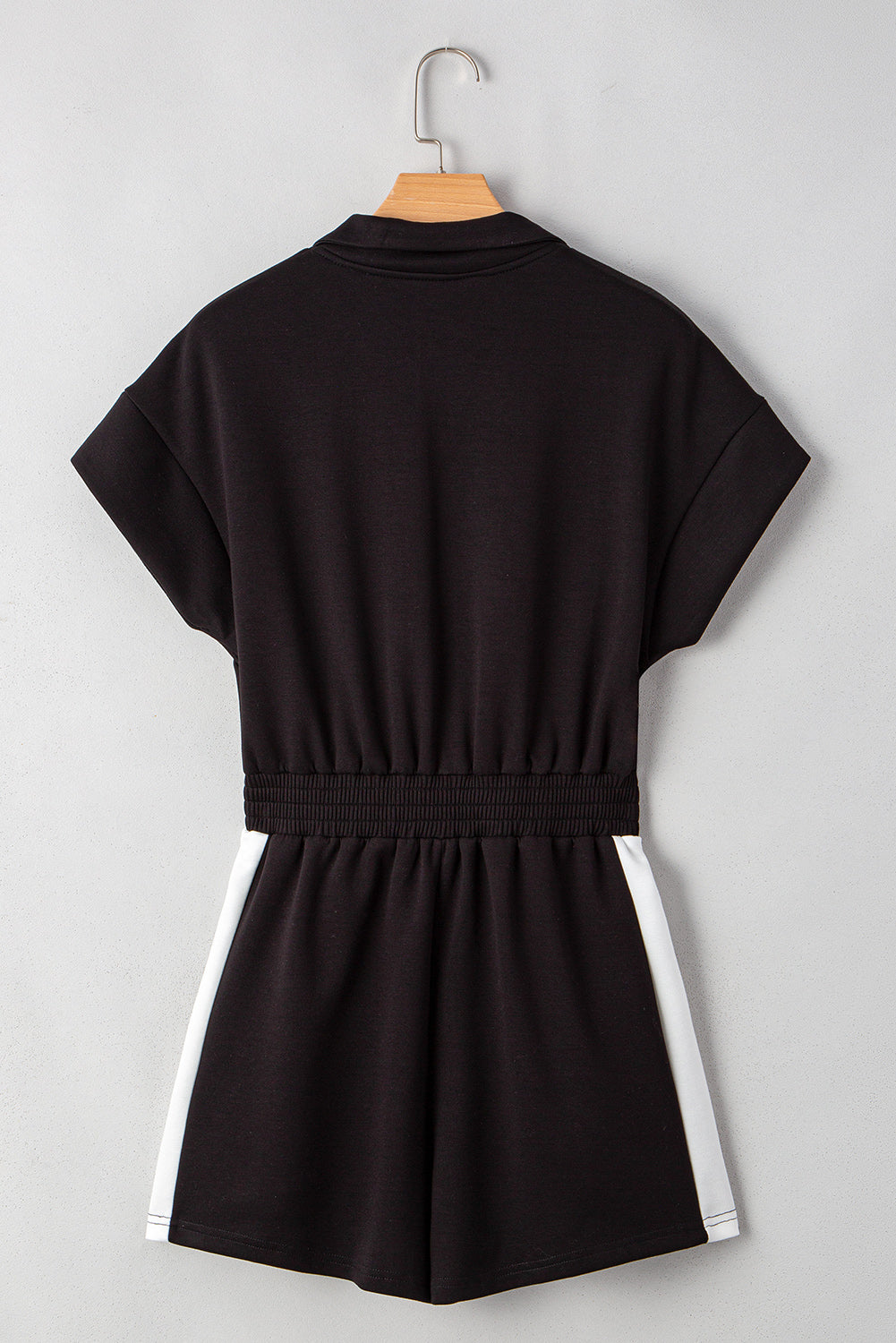 Collar Patchwork Zip Front Romper