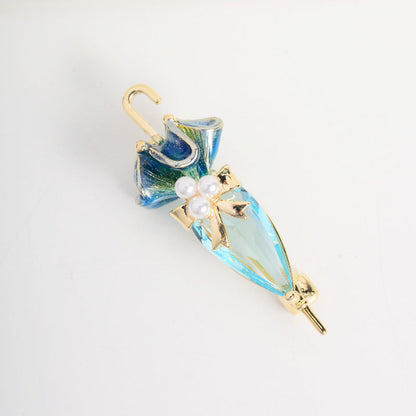Enamel Zircon Umbrella Clothing Pin