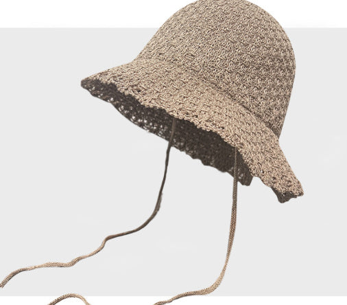 Knitted Lace-up Bow Lace Gentle Outing Sunshade Mori Bucket Hat
