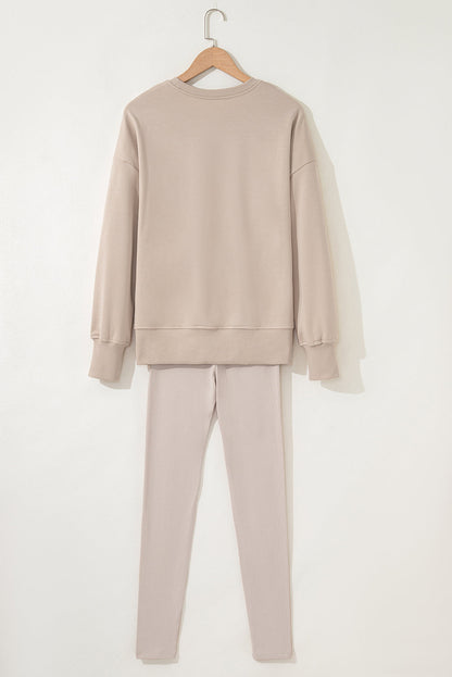 Solid Oversize Sweatshirt and Ribbed Leggings Set
