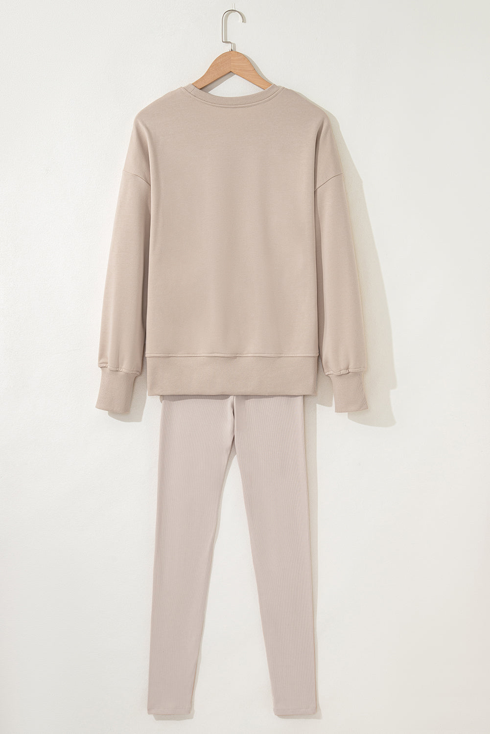Solid Side Slit Sweatshirt and Leggings Set
