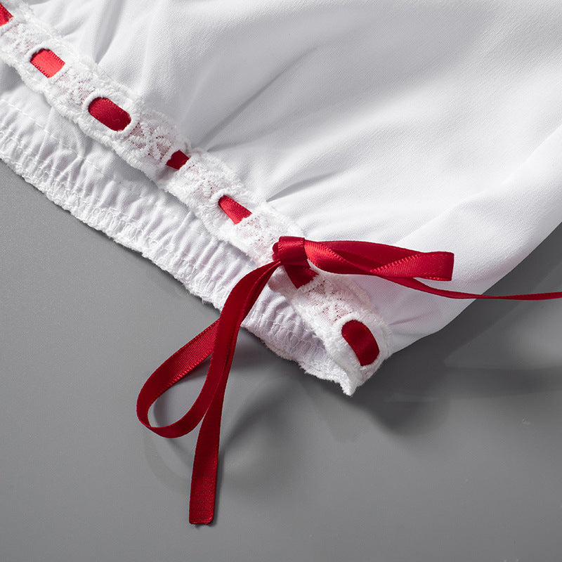 Lace Bow Contrast Color Shorts