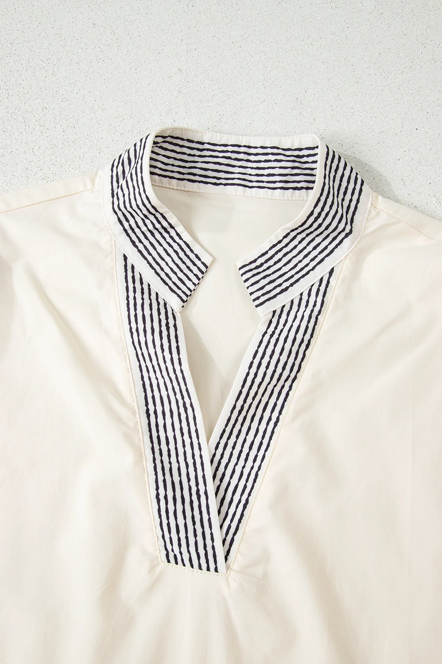 Floral Puff Sleeve Contrast V-Neck Patchwork Blouse