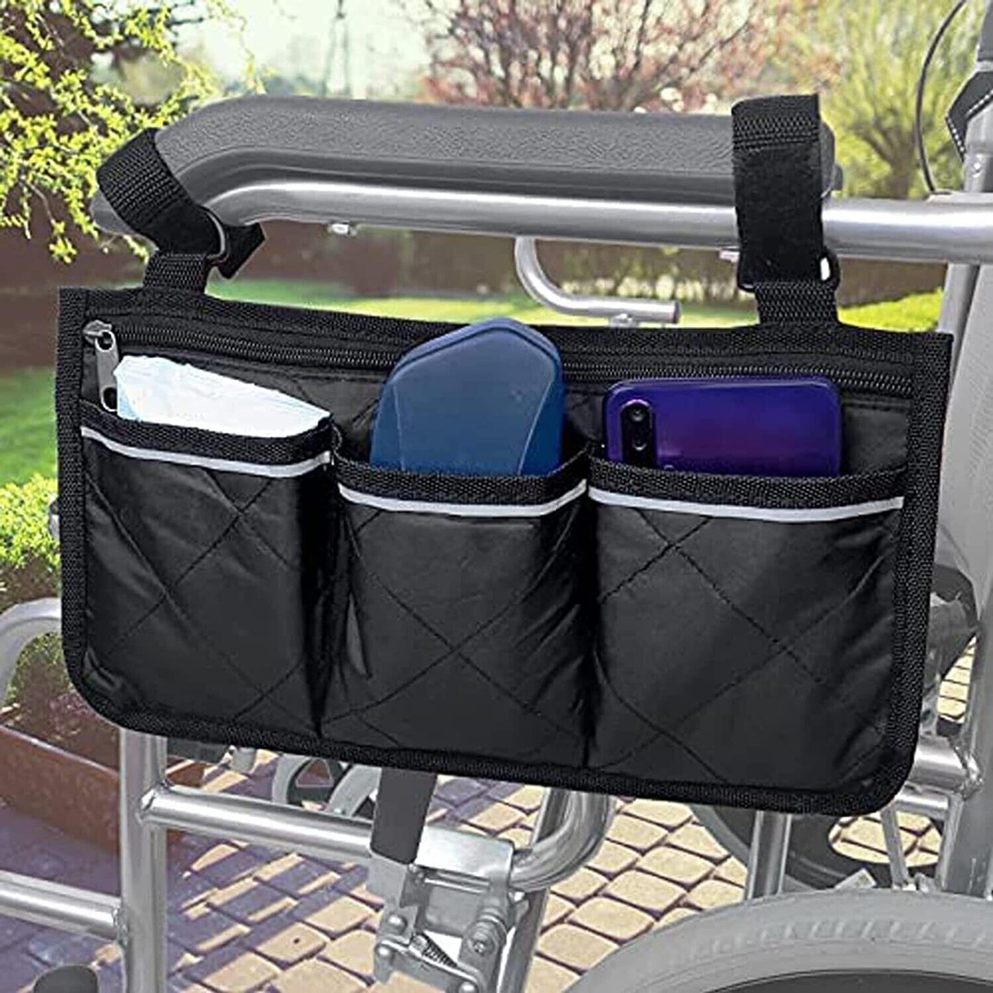 Bright-Line Wheelchair Armrest Side Bags for Easy Accessory Storage