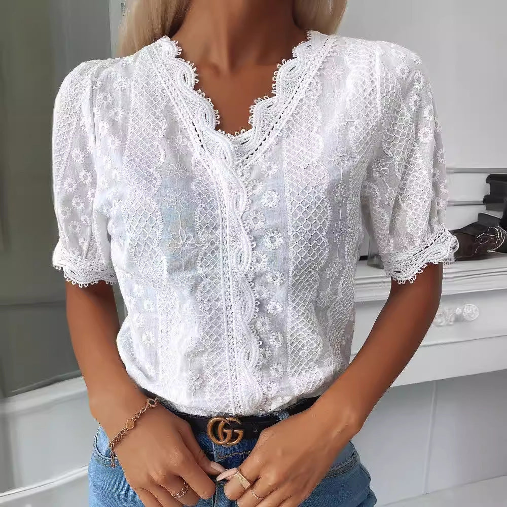 Women's Fashionable Personalized Lace Top Shirt