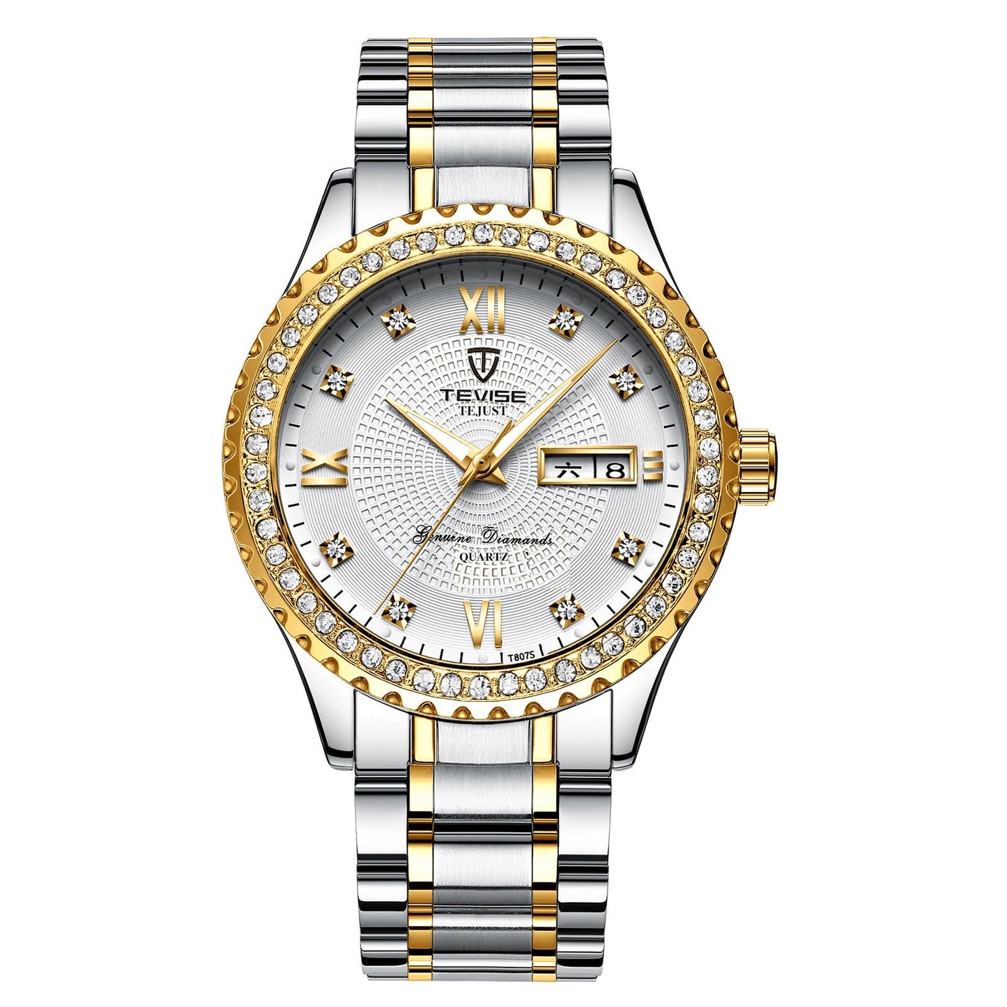 Gold Diamond Couple Quartz Watches