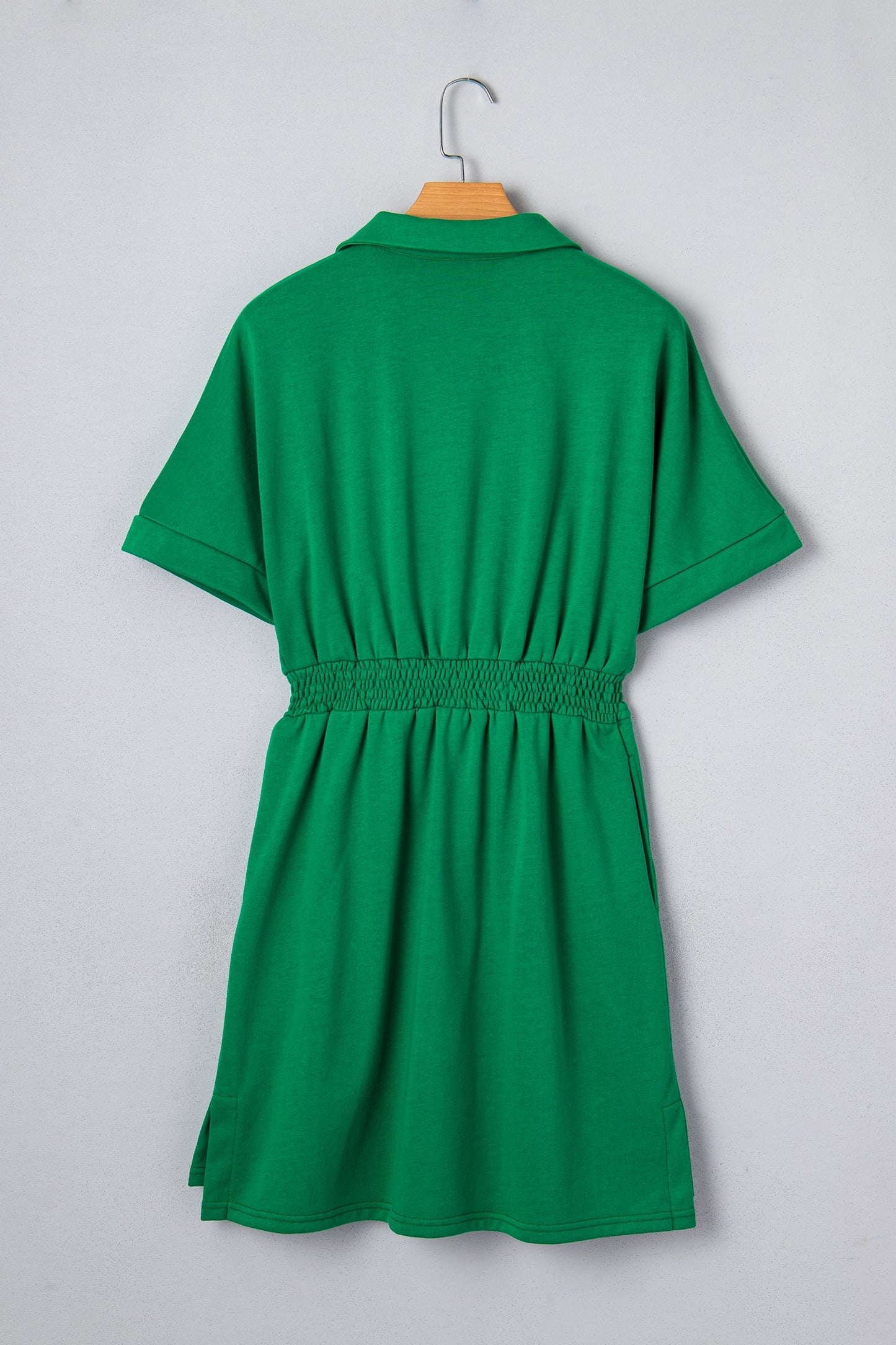 Contrast Patchwork Half-Zip Elastic Waist Dress