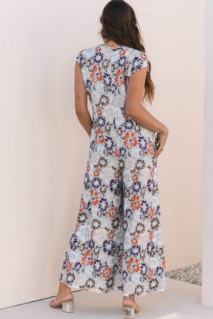 Floral Sleeveless Wide Leg Jumpsuit