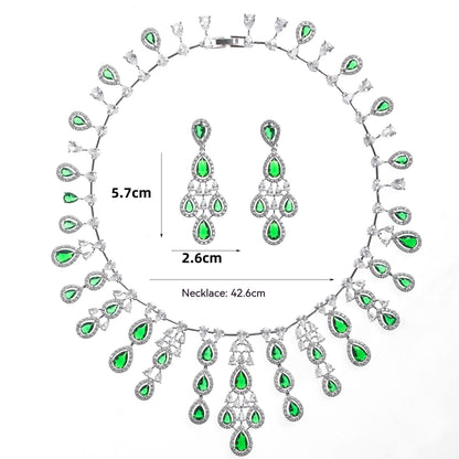 Women's Fashion Water Drop Zircon Necklace Earrings Set