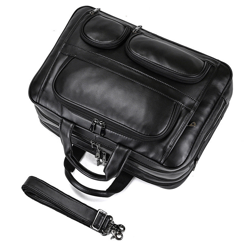 Men's Leather Briefcase Large Capacity 17-inch