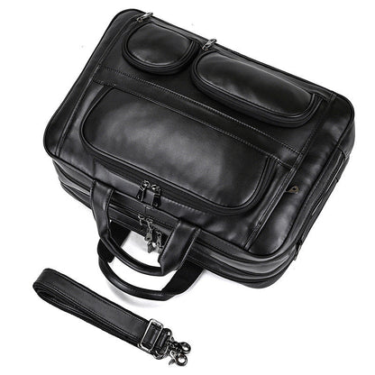 Men's Leather Briefcase Large Capacity 17-inch
