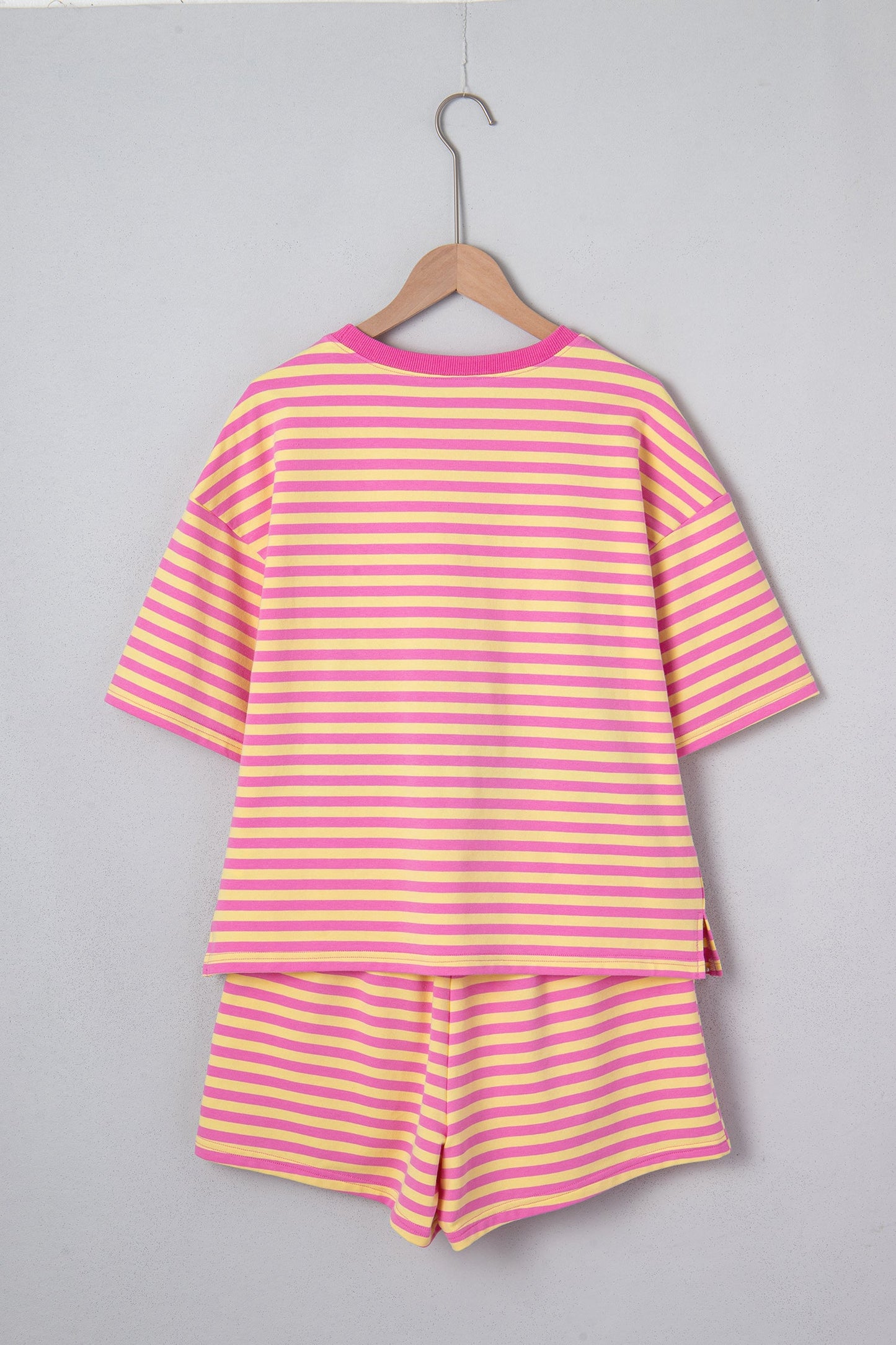 Stripe Drop Shoulder Top & Terry Shorts