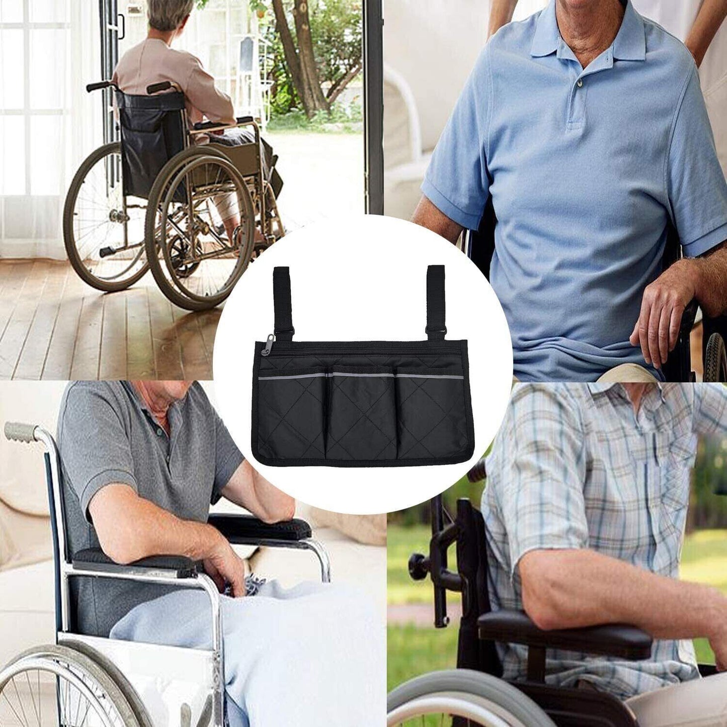Bright-Line Wheelchair Armrest Side Bags for Easy Accessory Storage