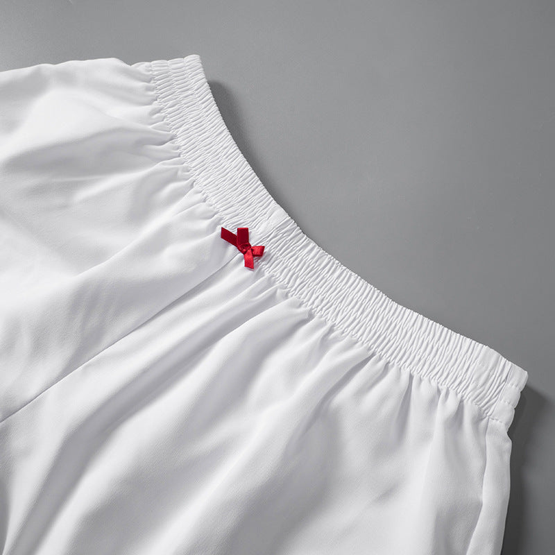 Lace Bow Contrast Color Shorts