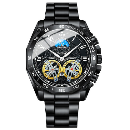 Double Men's Multi-function Skeleton Semi-Automatic Watch