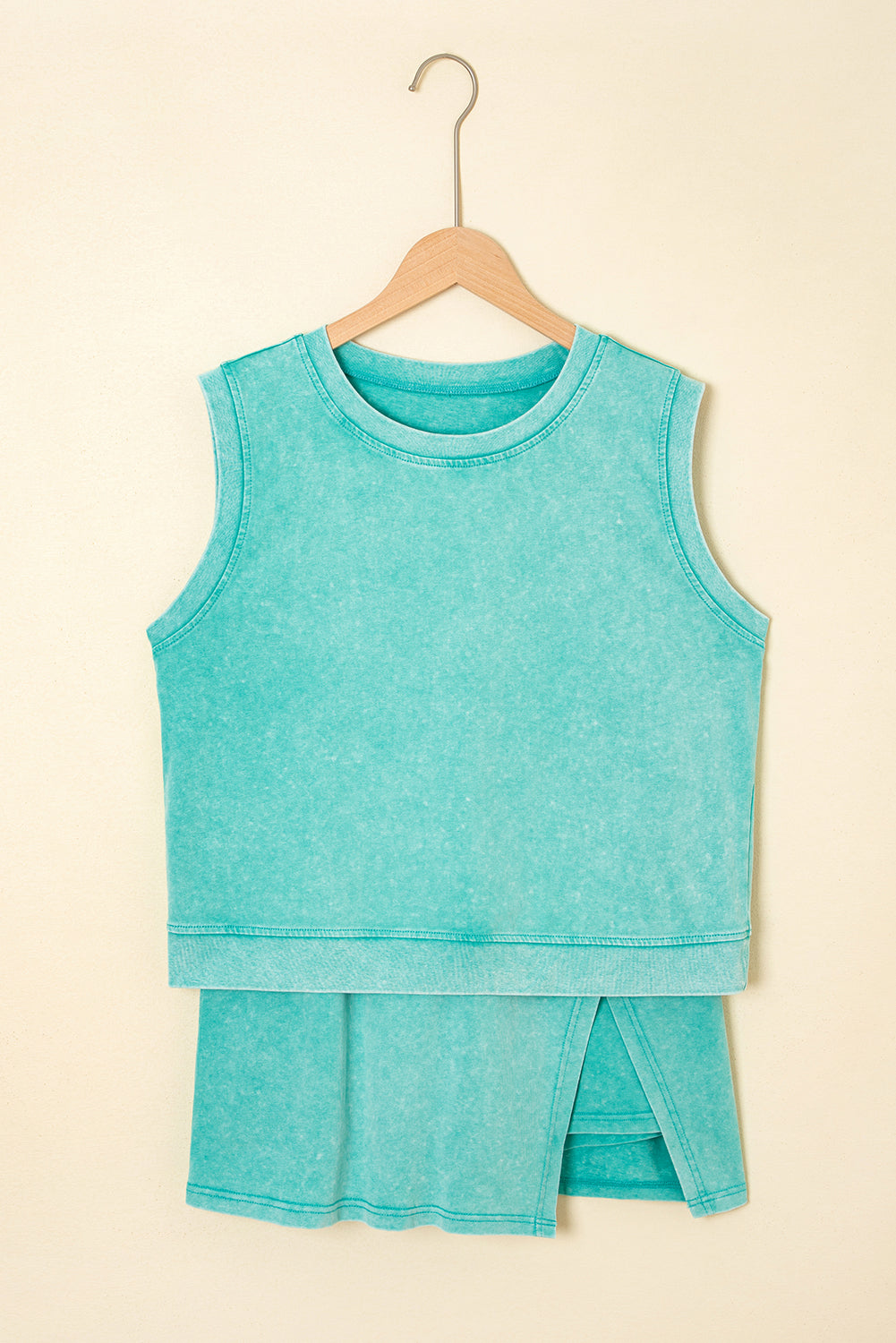 Mineral Wash Tank Top and Lined Split Skirt Set