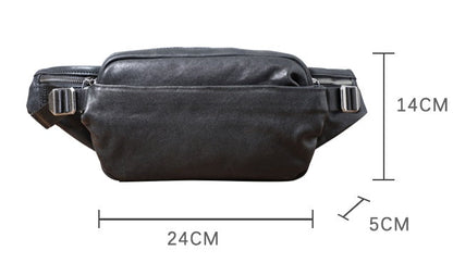 Men's Small Head Layer Cowhide Fanny Pack