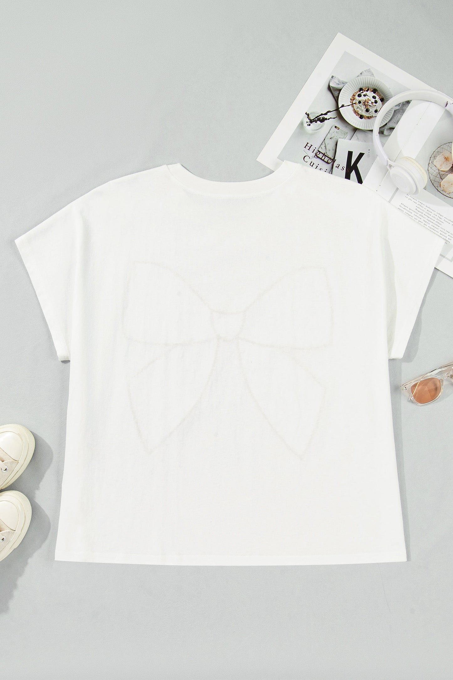 Plus Size Leopard Bow Embroider Patch T-Shirt