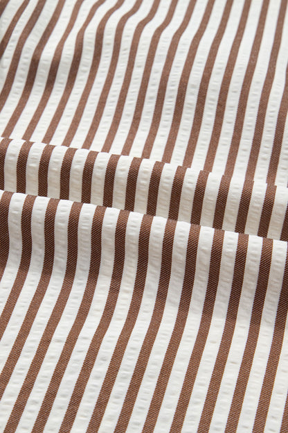Stripe Knot Waist Sleeve Button Down Dress