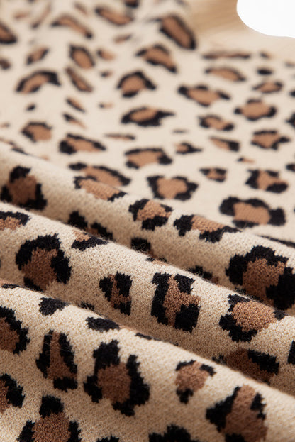 Leopard Contrast Trim Dolman Sleeve Sweater