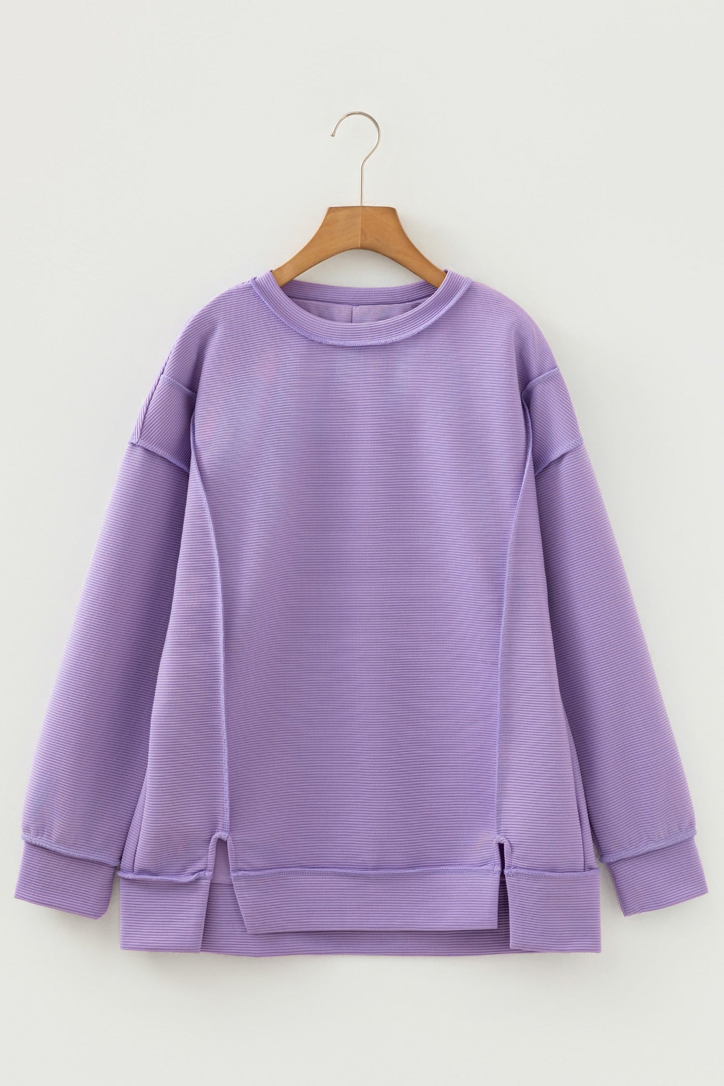 Horizontal Ribbed Exposed Seam Pullover