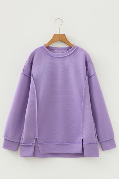 Horizontal Ribbed Exposed Seam Pullover