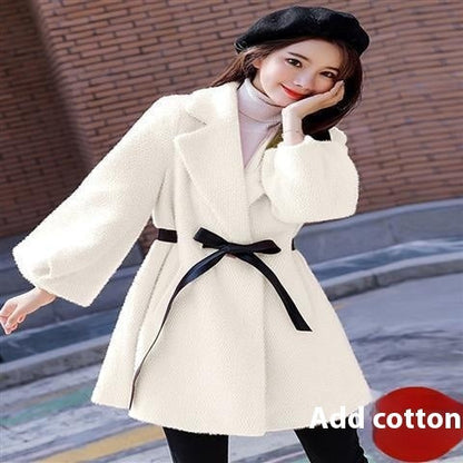 Korean Style Loose Thick Temperament Small Size Woolen Coat