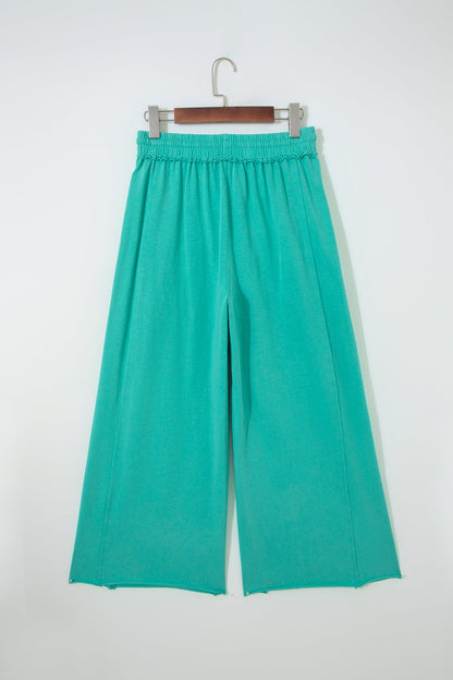 Drawstring Elastic Waist Raw Hem Loose Pants
