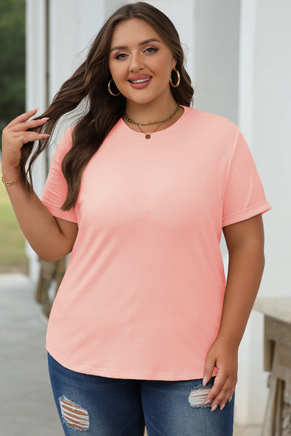 Solid Short Sleeve Crew Neck Tee