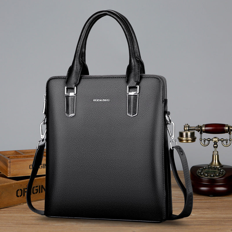 Men's Double Pull Leather Business Bag