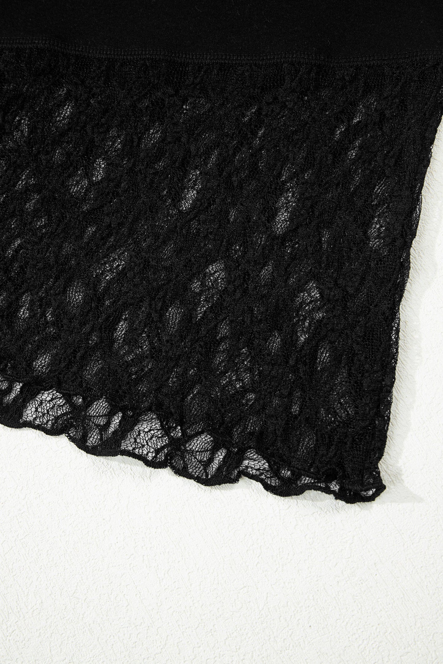Floral Sheer Lace Patchwork Asymmetric Top