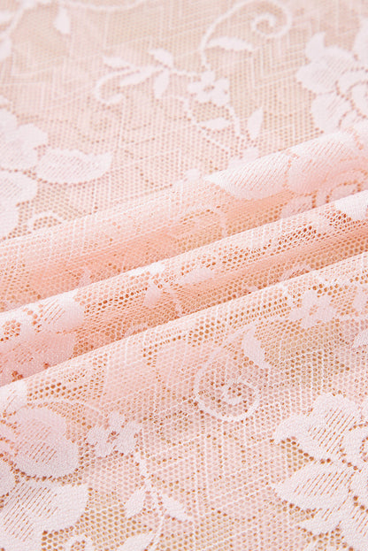 Floral Lace Sheer Mesh Long Sleeve Top