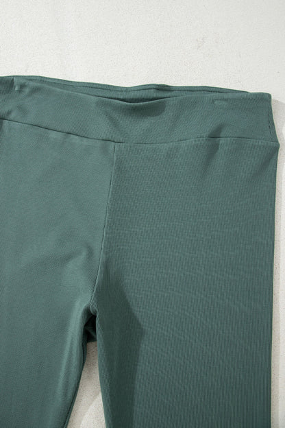 Solid Side Slit Sweatshirt and Leggings Set